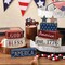 9 Pcs 4th of July Tabletop Decorations Memorial Day Decorations Patriotic Tiered Tray Decor Wooden Star Truck Block Sign for American Independence Day Tables Desk Mantle Shelf Decoration